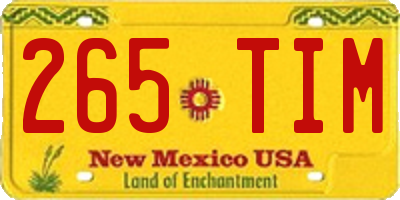 NM license plate 265TIM