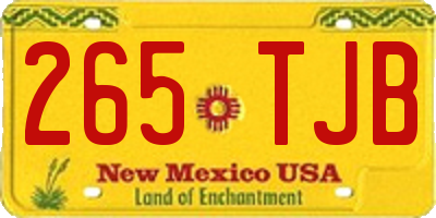 NM license plate 265TJB