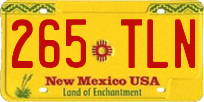 NM license plate 265TLN