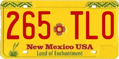 NM license plate 265TLO