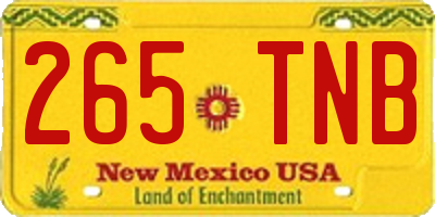 NM license plate 265TNB