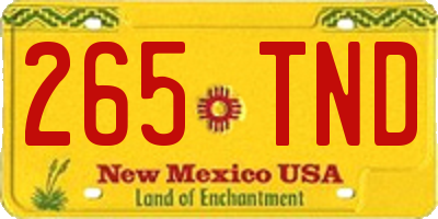 NM license plate 265TND