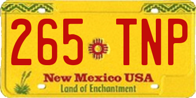 NM license plate 265TNP