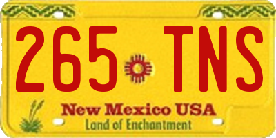 NM license plate 265TNS