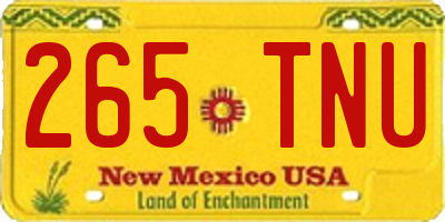 NM license plate 265TNU