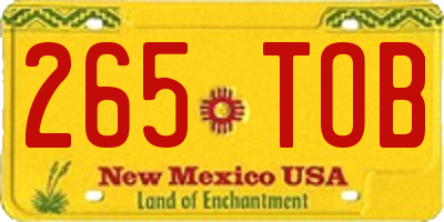 NM license plate 265TOB