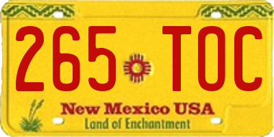 NM license plate 265TOC