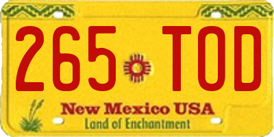 NM license plate 265TOD