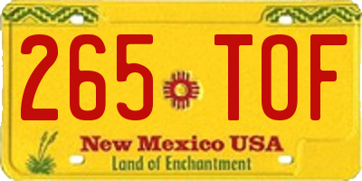 NM license plate 265TOF