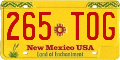 NM license plate 265TOG