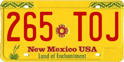 NM license plate 265TOJ