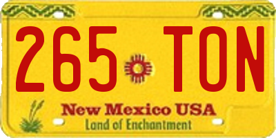 NM license plate 265TON