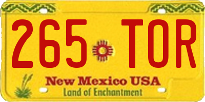 NM license plate 265TOR