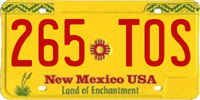 NM license plate 265TOS
