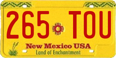 NM license plate 265TOU