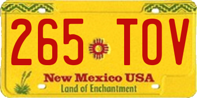 NM license plate 265TOV