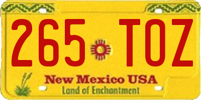 NM license plate 265TOZ