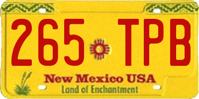 NM license plate 265TPB
