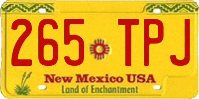 NM license plate 265TPJ