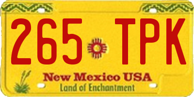 NM license plate 265TPK