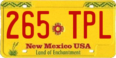NM license plate 265TPL