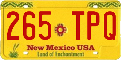 NM license plate 265TPQ