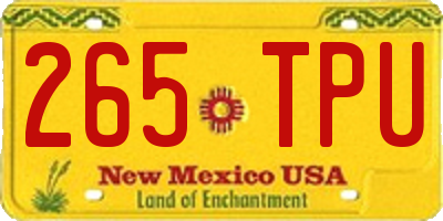 NM license plate 265TPU