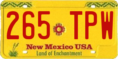 NM license plate 265TPW