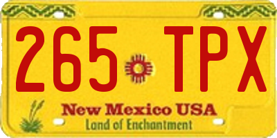 NM license plate 265TPX