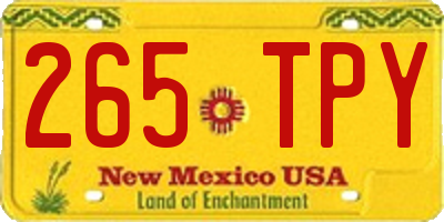 NM license plate 265TPY