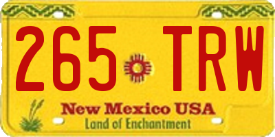 NM license plate 265TRW