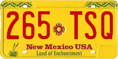 NM license plate 265TSQ