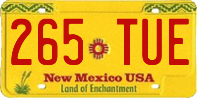 NM license plate 265TUE
