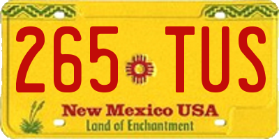 NM license plate 265TUS