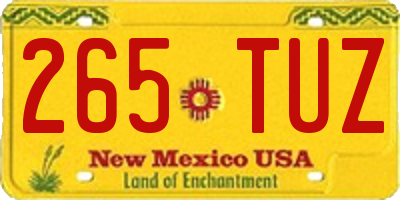 NM license plate 265TUZ