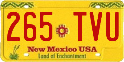NM license plate 265TVU