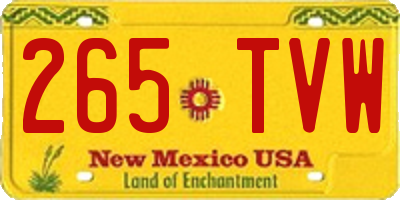 NM license plate 265TVW