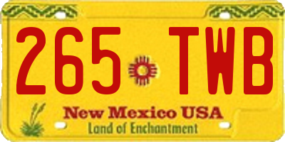 NM license plate 265TWB