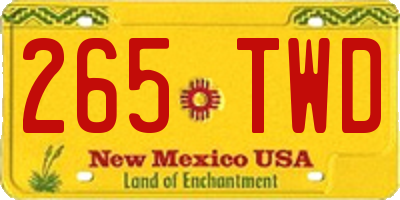NM license plate 265TWD