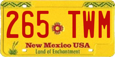 NM license plate 265TWM