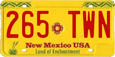 NM license plate 265TWN
