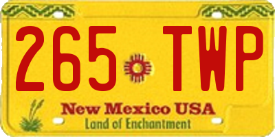 NM license plate 265TWP