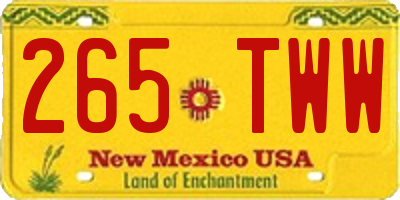 NM license plate 265TWW