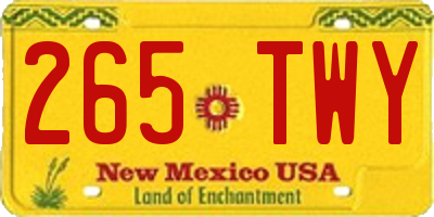NM license plate 265TWY