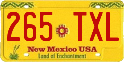 NM license plate 265TXL