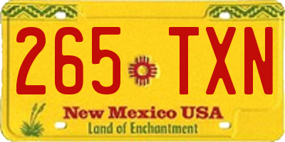 NM license plate 265TXN