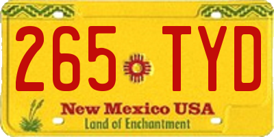 NM license plate 265TYD