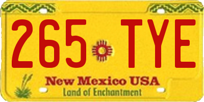 NM license plate 265TYE