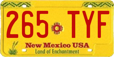 NM license plate 265TYF