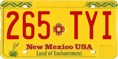 NM license plate 265TYI